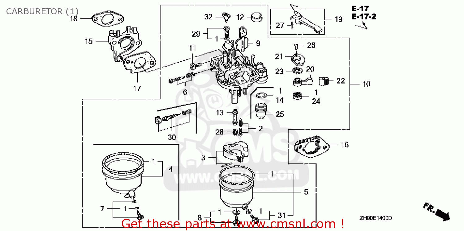 Honda GX270\VWT4_A\14ZH90E9 CARBURETOR (1) buy CARBURETOR (1) spares