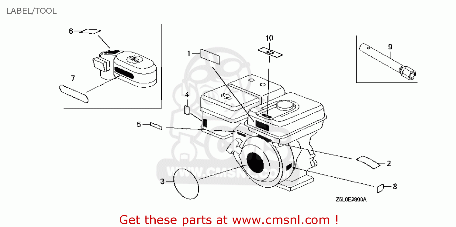 Honda GX340U1\VC2\14Z5L603 LABEL/TOOL - buy LABEL/TOOL spares online