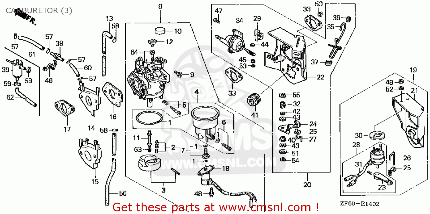 Honda GX390K1\EDD2\14ZF60E7 CARBURETOR (3) buy CARBURETOR (3) spares