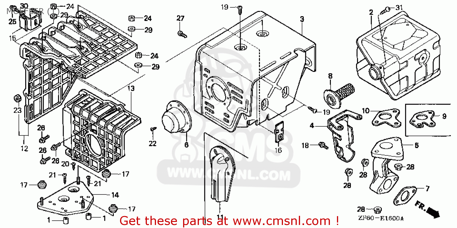 Honda Gx390k1lhb114zf60e7 Muffler 1 Buy Muffler 1 Spares Online