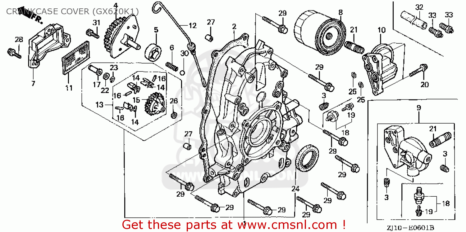 Honda GX620K1\QXE7_A\14ZJ11E2 CRANKCASE COVER (GX620K1) - buy CRANKCASE ...