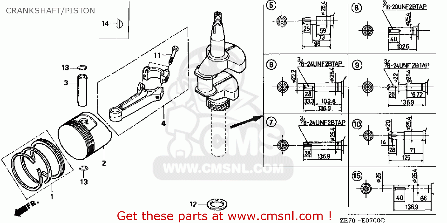 Honda GXV160\N6\14ZE70E8 CRANKSHAFT/PISTON - buy CRANKSHAFT/PISTON