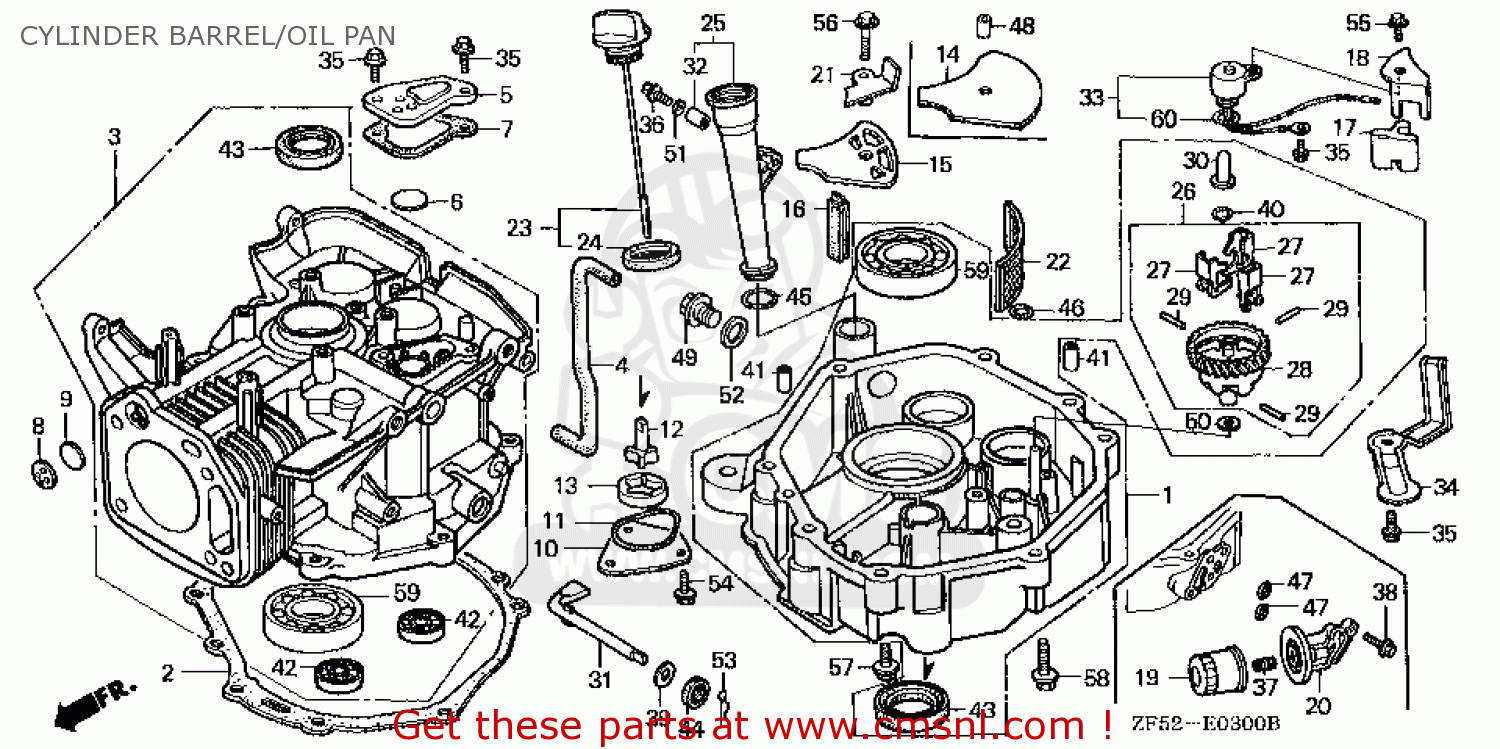 Honda GXV390\DCA\1MZF50E5 CYLINDER BARREL/OIL PAN buy CYLINDER BARREL/OIL PAN spares online