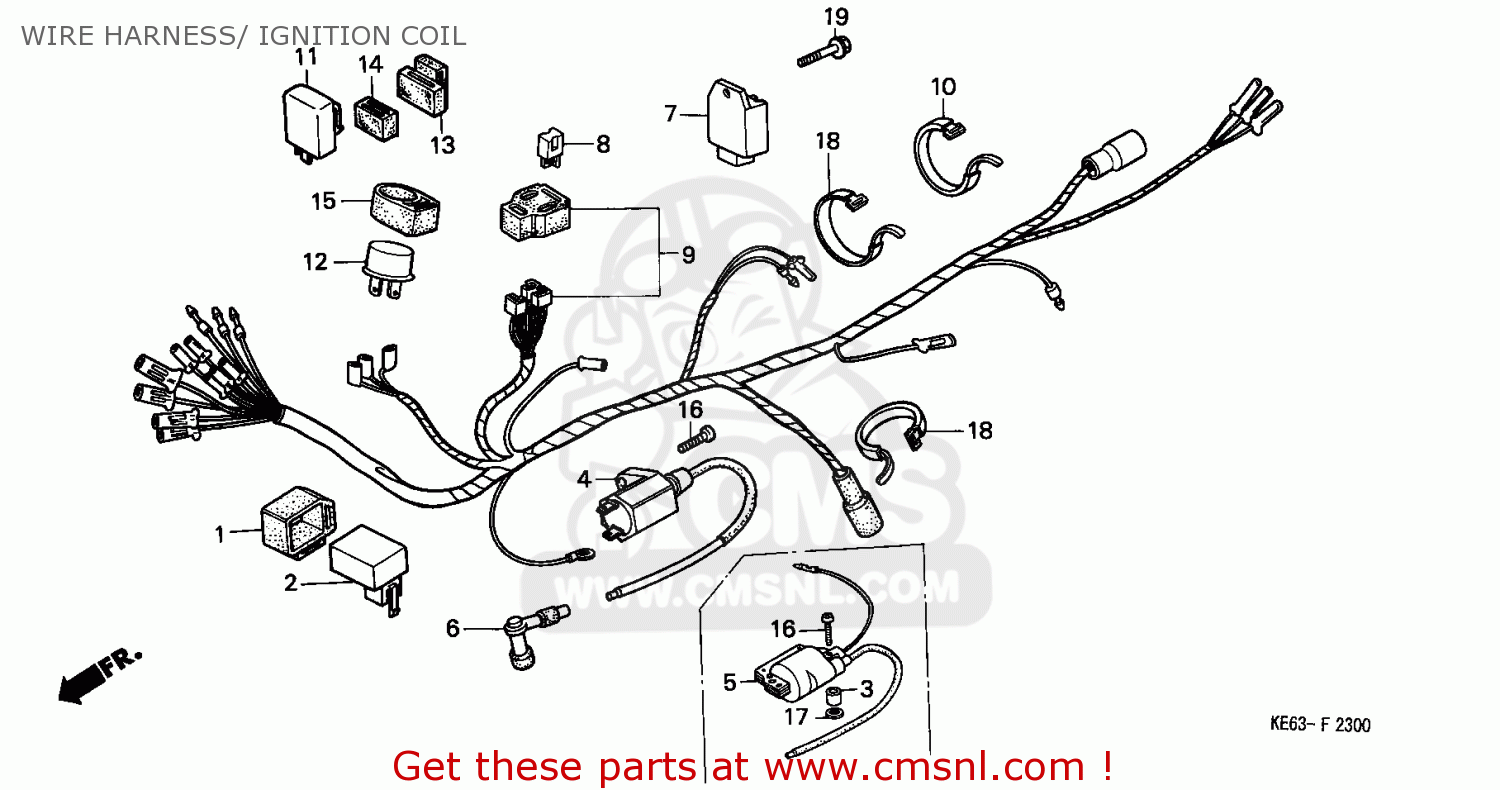 Honda H100S 1988 (J) ENGLAND WIRE HARNESS/ IGNITION COIL ... 400ex stator wiring diagram 