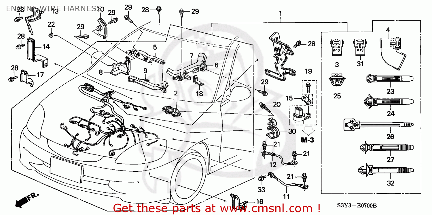 Honda INSIGHT 2000 (Y) 3DR DX A/C (KA) ENGINE WIRE HARNESS - buy ENGINE