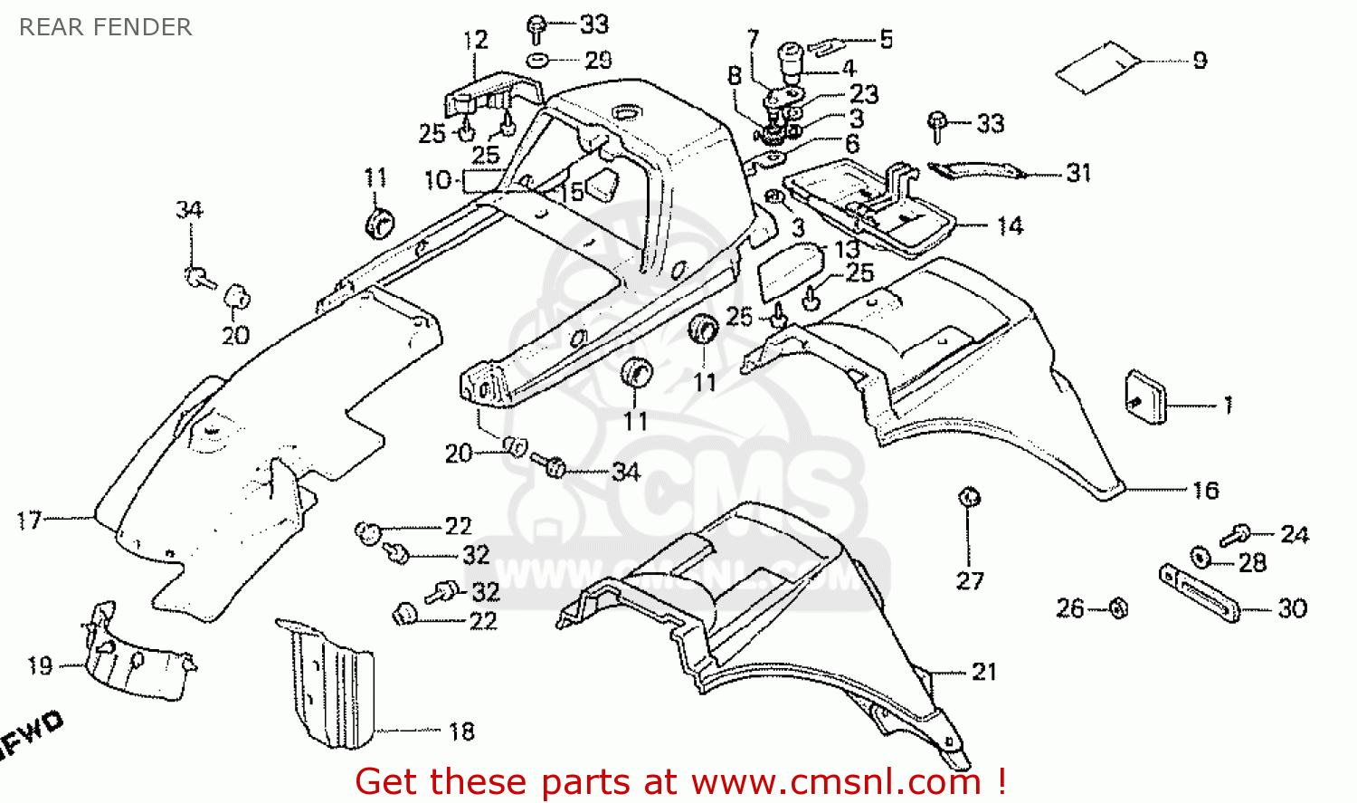 Honda MBX50SWDF BELGIUM REAR FENDER - buy REAR FENDER spares online