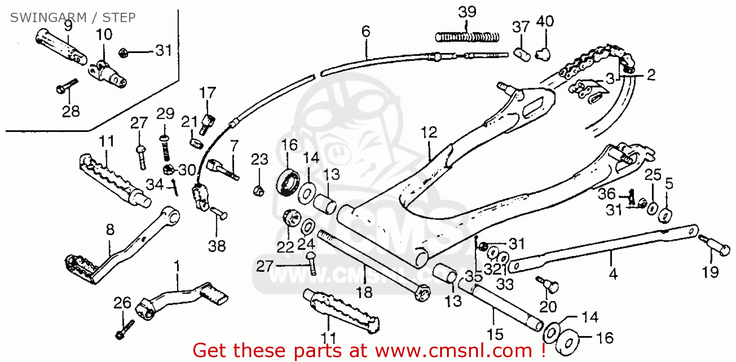 Honda MT125R ROADRACER 1977 USA SWINGARM / STEP - buy ... wire diagram honda mt125 