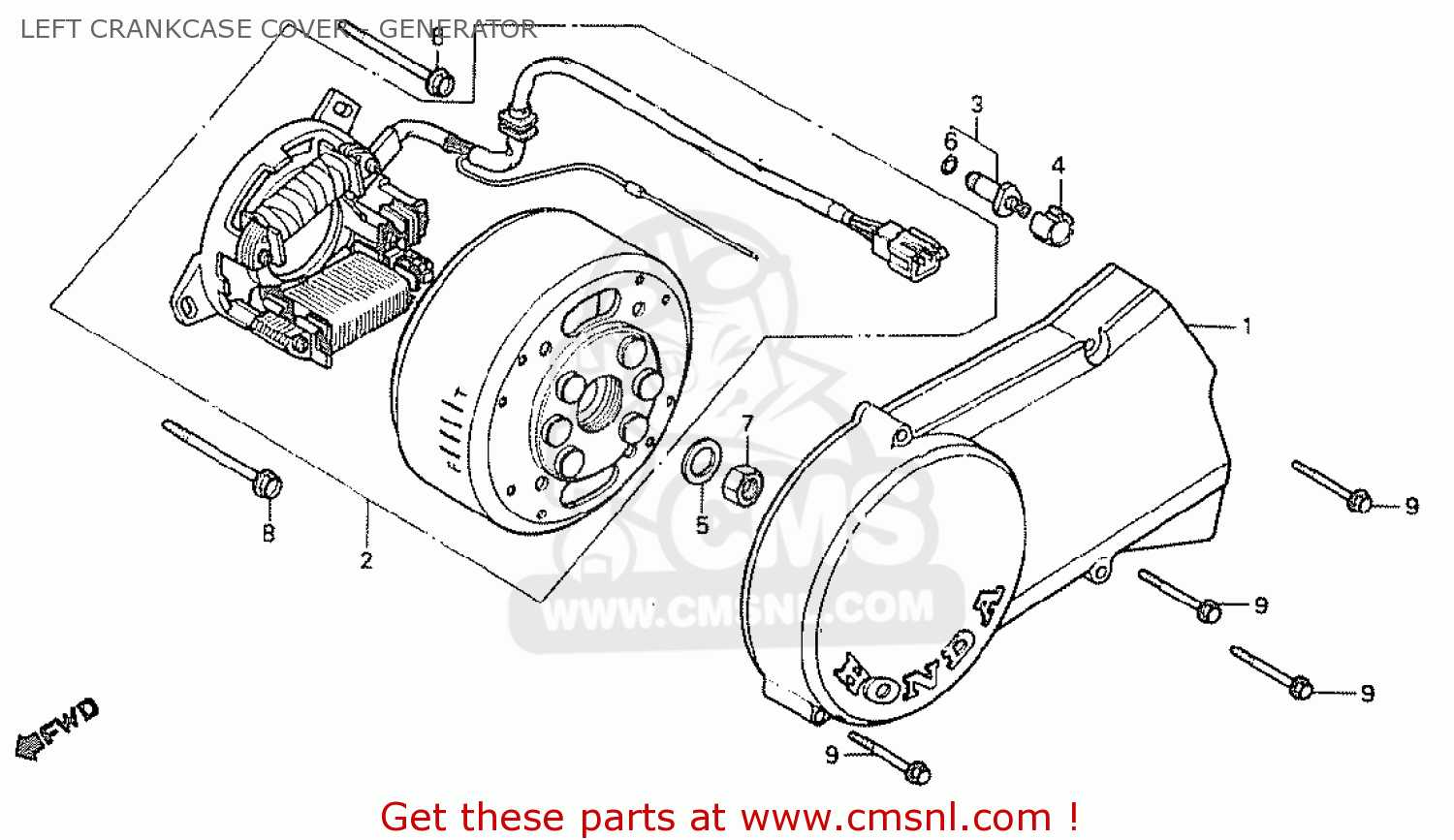 LEFT CRANKCASE COVER - GENERATOR MT50S 1982 (C) NORWAY