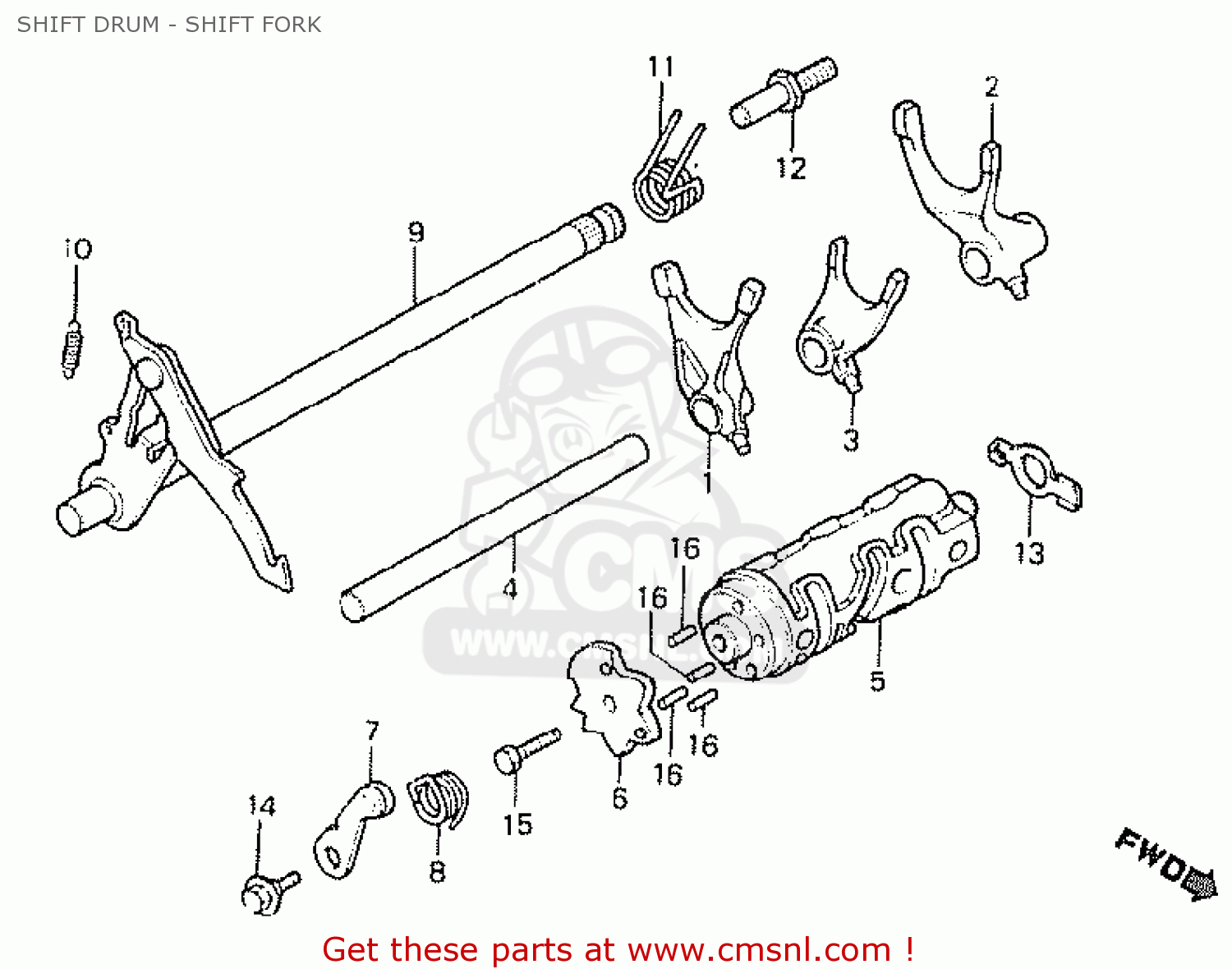 SHIFT DRUM - SHIFT FORK MT50S 1982 (C) NORWAY