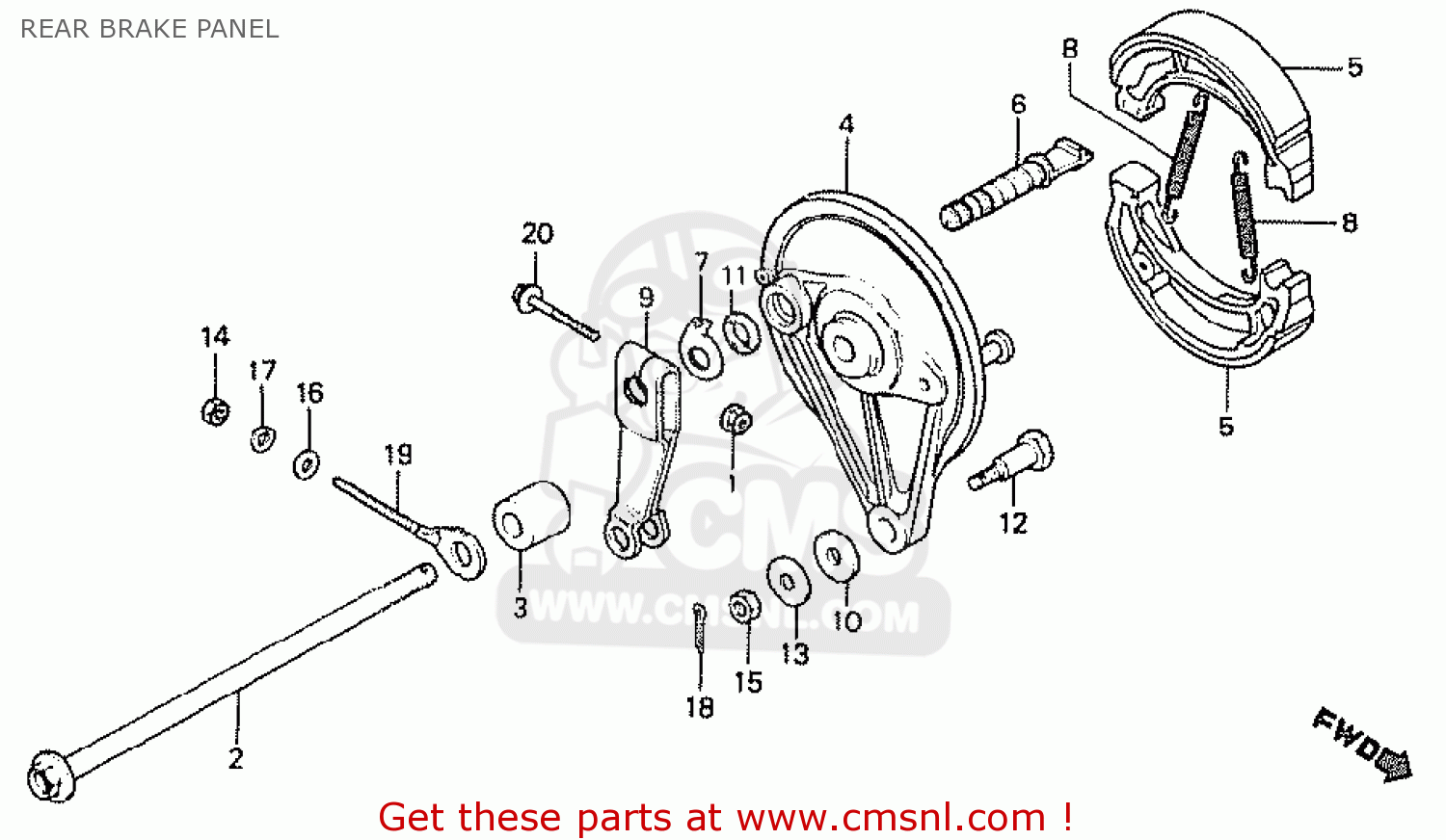 REAR BRAKE PANEL MT50S 1982 (C) NORWAY