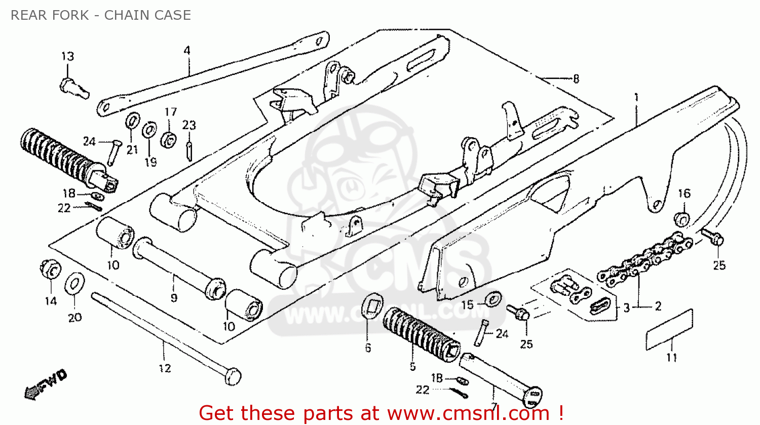 REAR FORK - CHAIN CASE MT50S 1982 (C) NORWAY