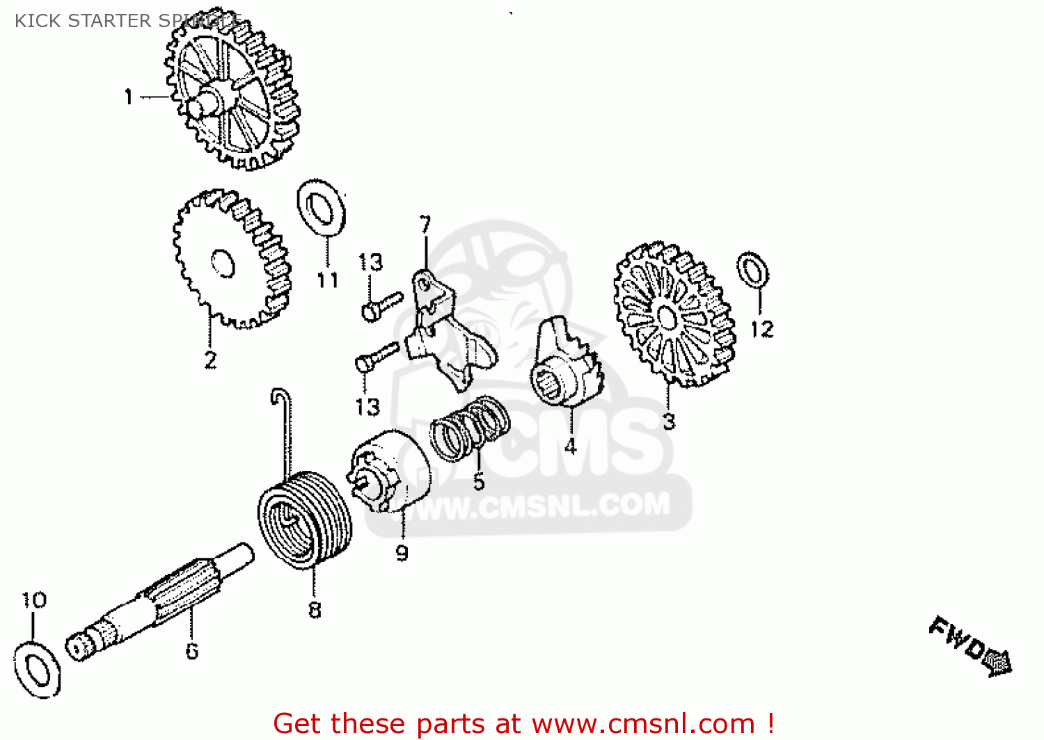 KICK STARTER SPINDLE MT50S 1984 (E) ENGLAND