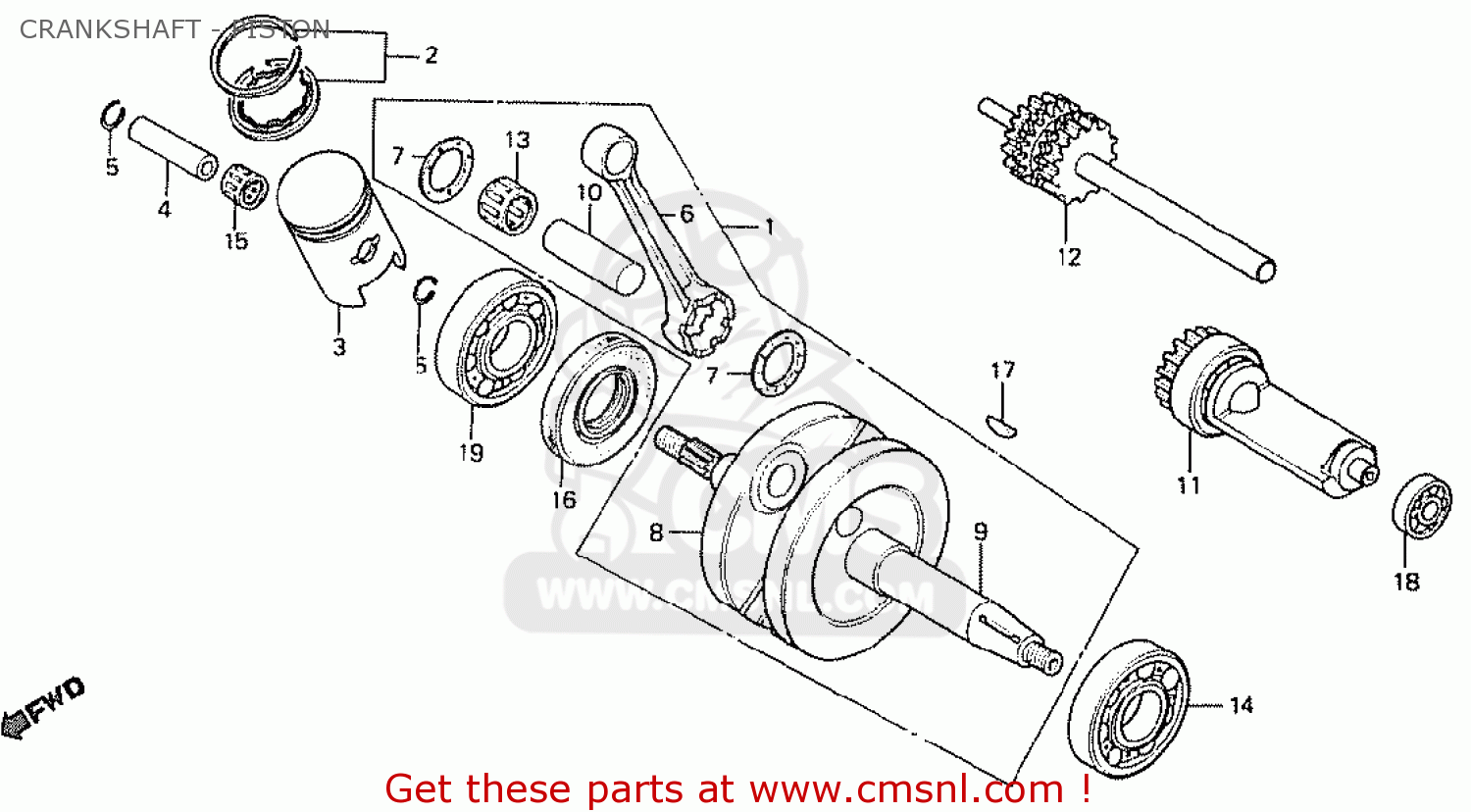 CRANKSHAFT - PISTON MT50S 1984 (E) ENGLAND