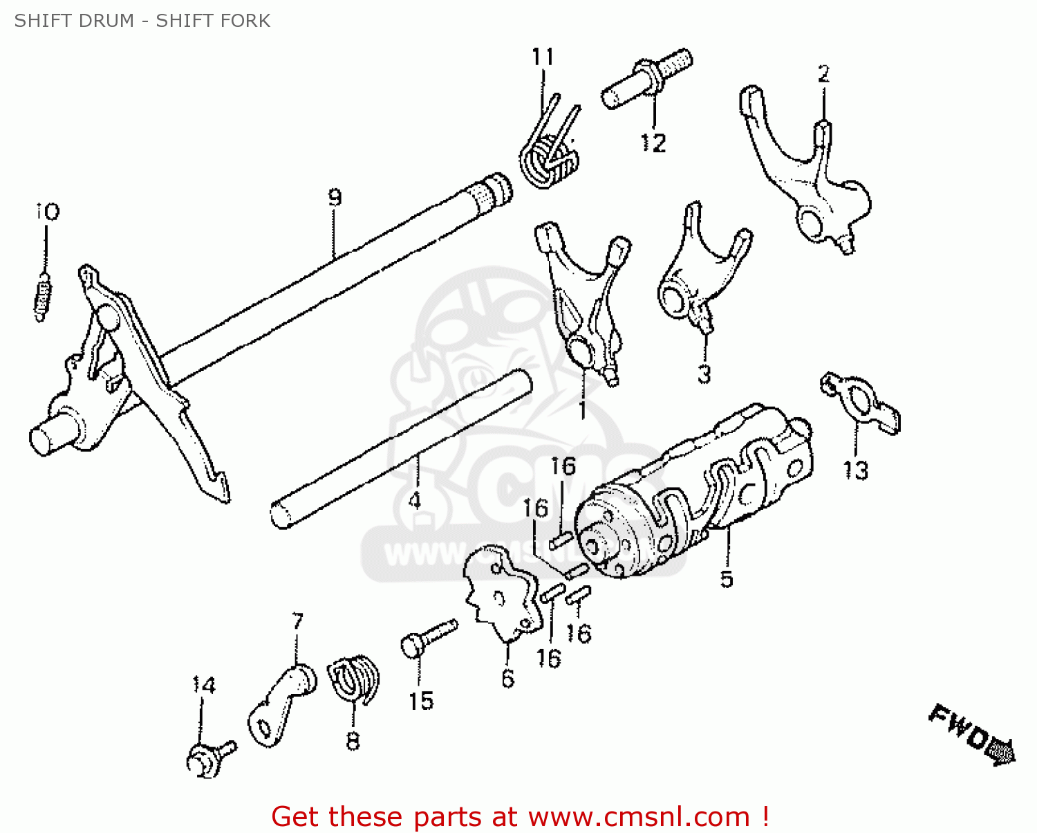 SHIFT DRUM - SHIFT FORK MT50S 1984 (E) ENGLAND