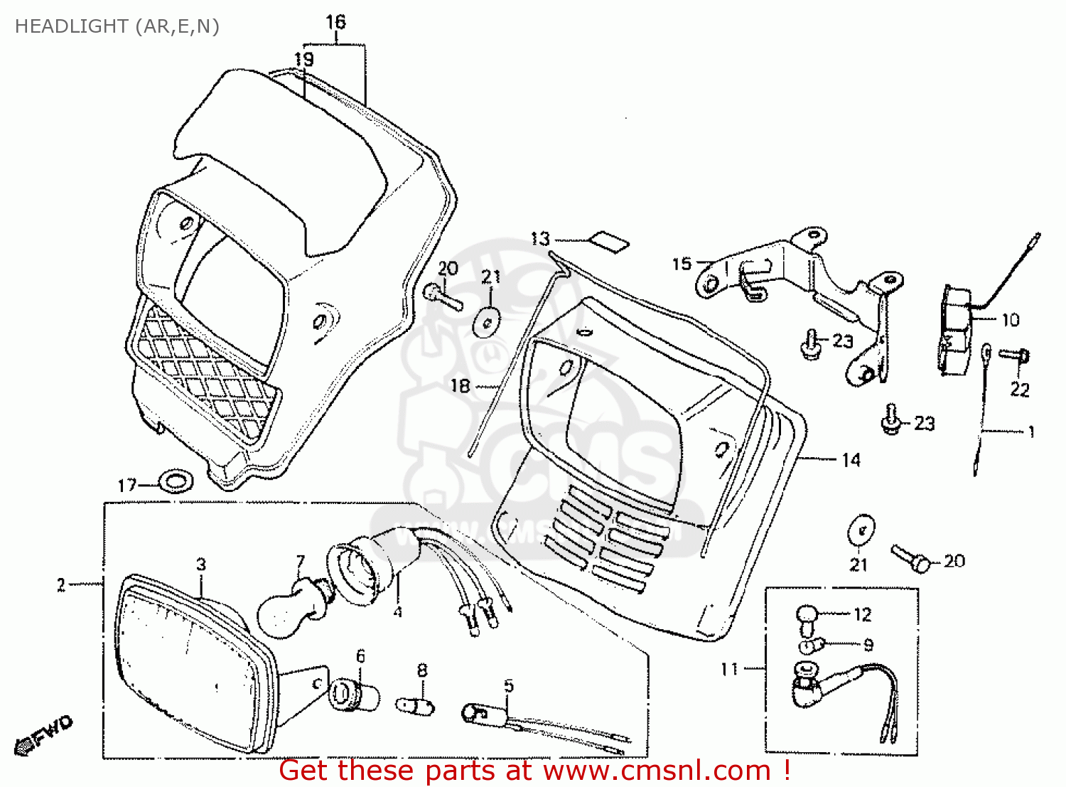 HEADLIGHT (AR,E,N) MT50S 1984 (E) ENGLAND
