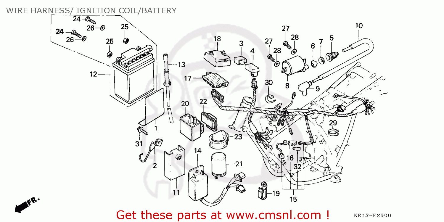 Honda MTX125RW 1983 (D) BELGIUM WIRE HARNESS/ IGNITION COIL/BATTERY