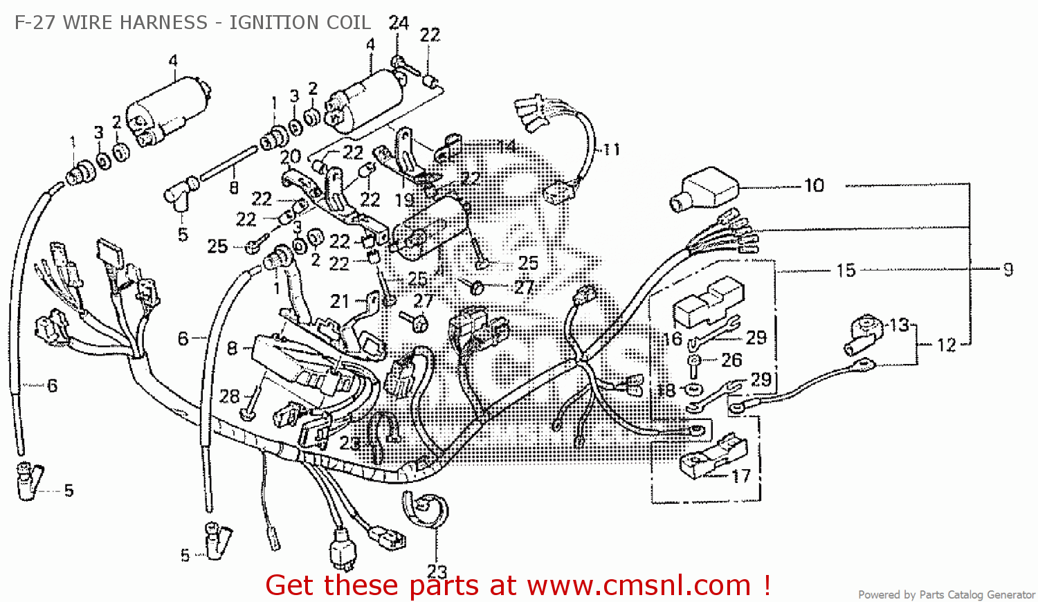 Honda MVX250F 1983 (D) F-27 WIRE HARNESS - IGNITION COIL - buy F-27 ...