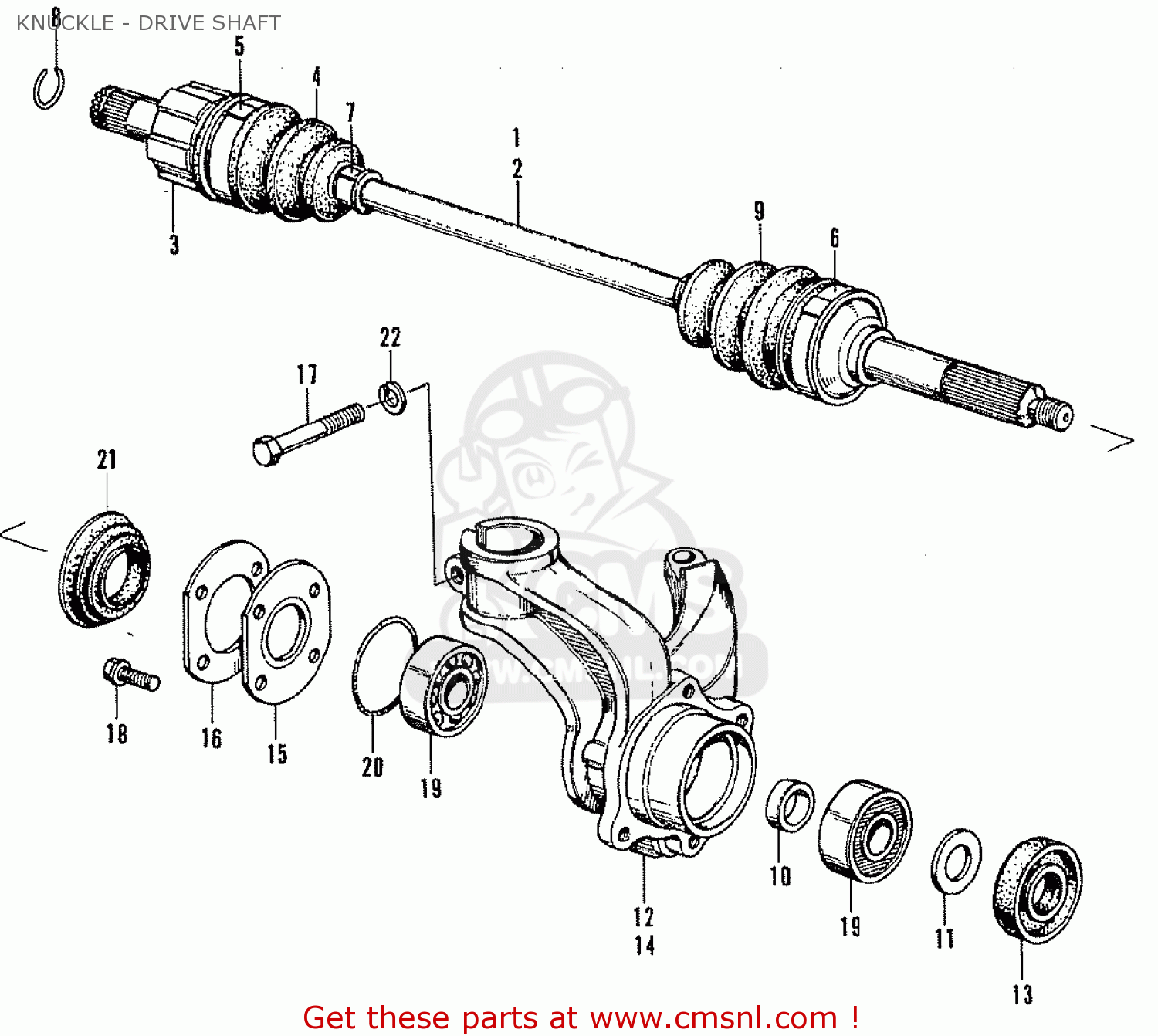 Honda N360 LIFE (KT KQ KU) KNUCKLE DRIVE SHAFT buy KNUCKLE DRIVE SHAFT spares online