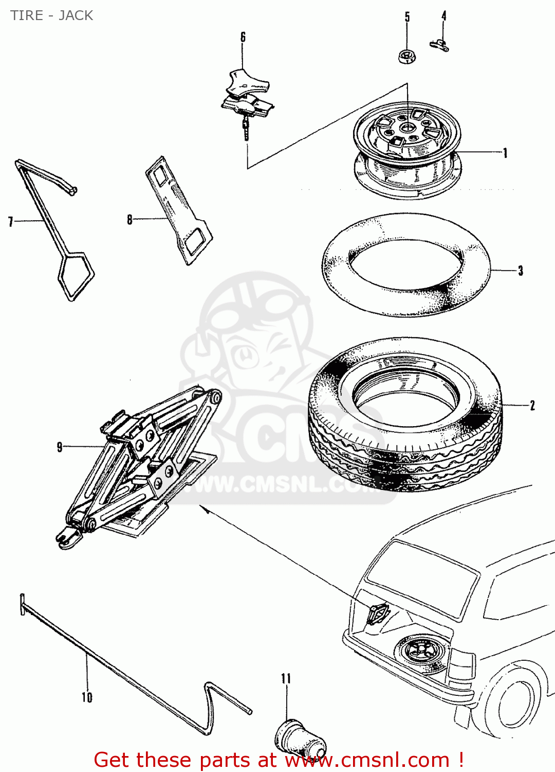 Honda N360 LIFE (KT KQ KU) TIRE JACK buy TIRE JACK spares online
