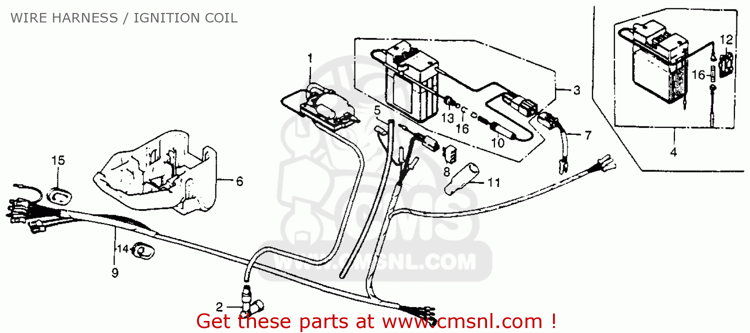 Honda NC50 EXPRESS 1977 USA WIRE HARNESS / IGNITION COIL ...