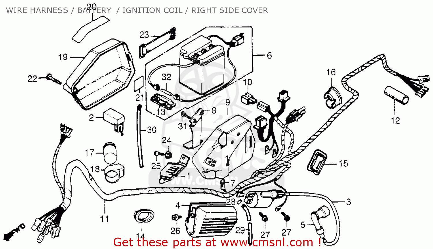 Honda NC50 EXPRESS 1983 (D) USA WIRE HARNESS / BATTERY ... honda vtx wiring diagram 