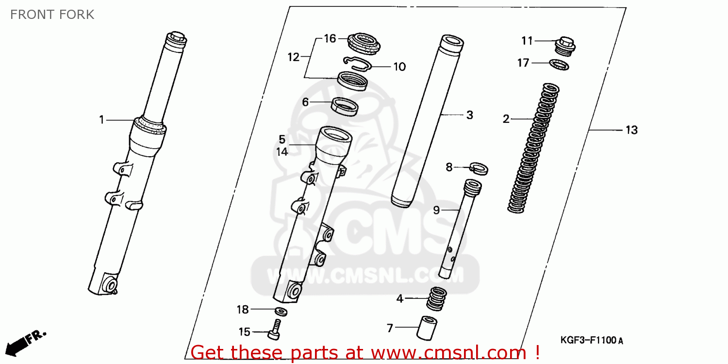 Honda NES125 2000 (Y) ENGLAND MKH FRONT FORK buy FRONT FORK spares online