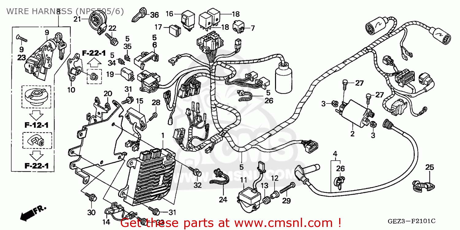 Honda NPS50 ZOOMER 2005 (5) ENGLAND MKH WIRE HARNESS (NPS505/6) buy