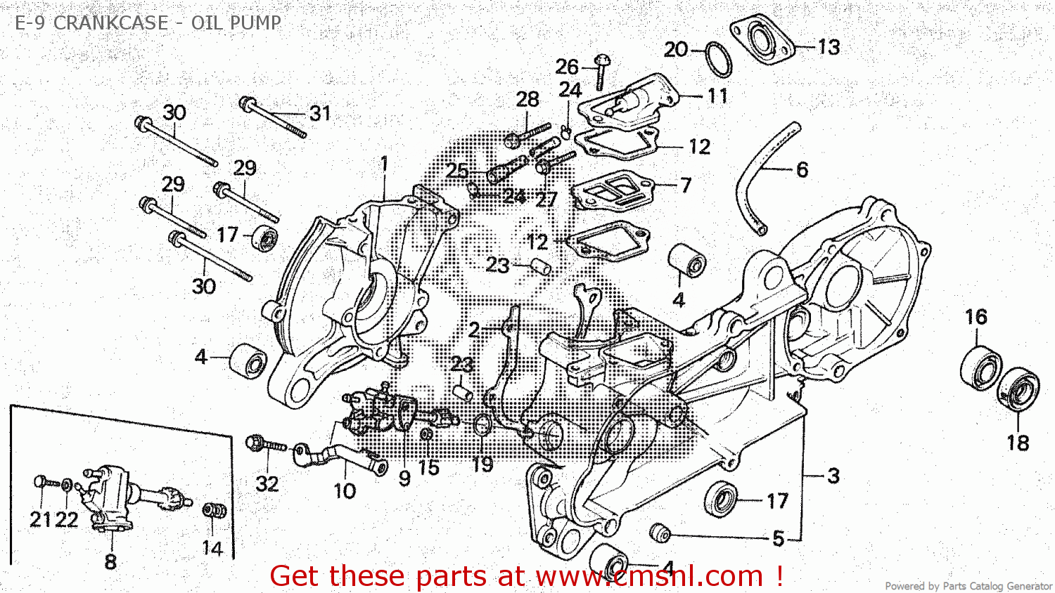 Honda NQ50 1984 (E) E-9 CRANKCASE - OIL PUMP - buy E-9 CRANKCASE - OIL
