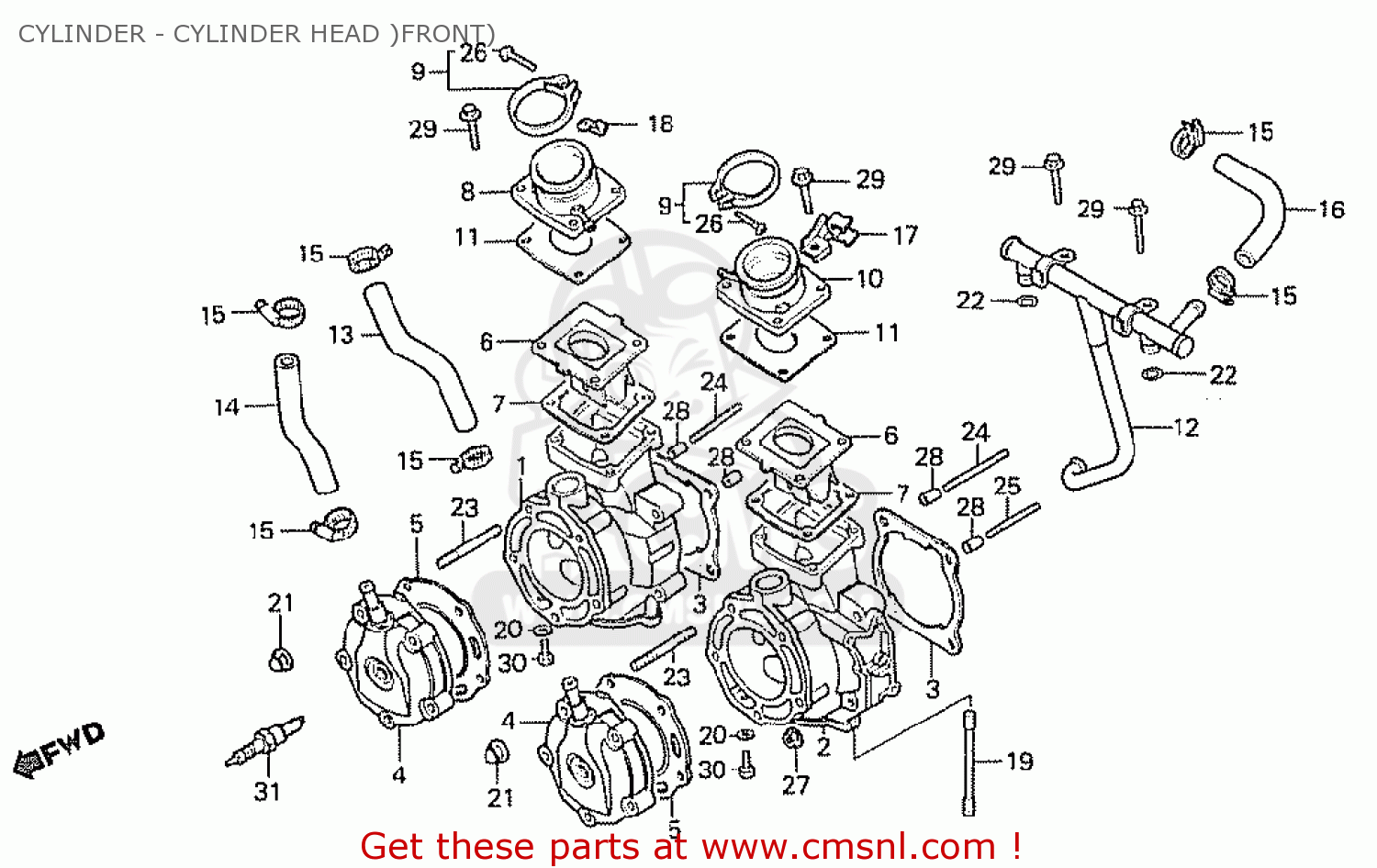 CYLINDER - CYLINDER HEAD )FRONT) NS400R 1985 (F) GERMANY