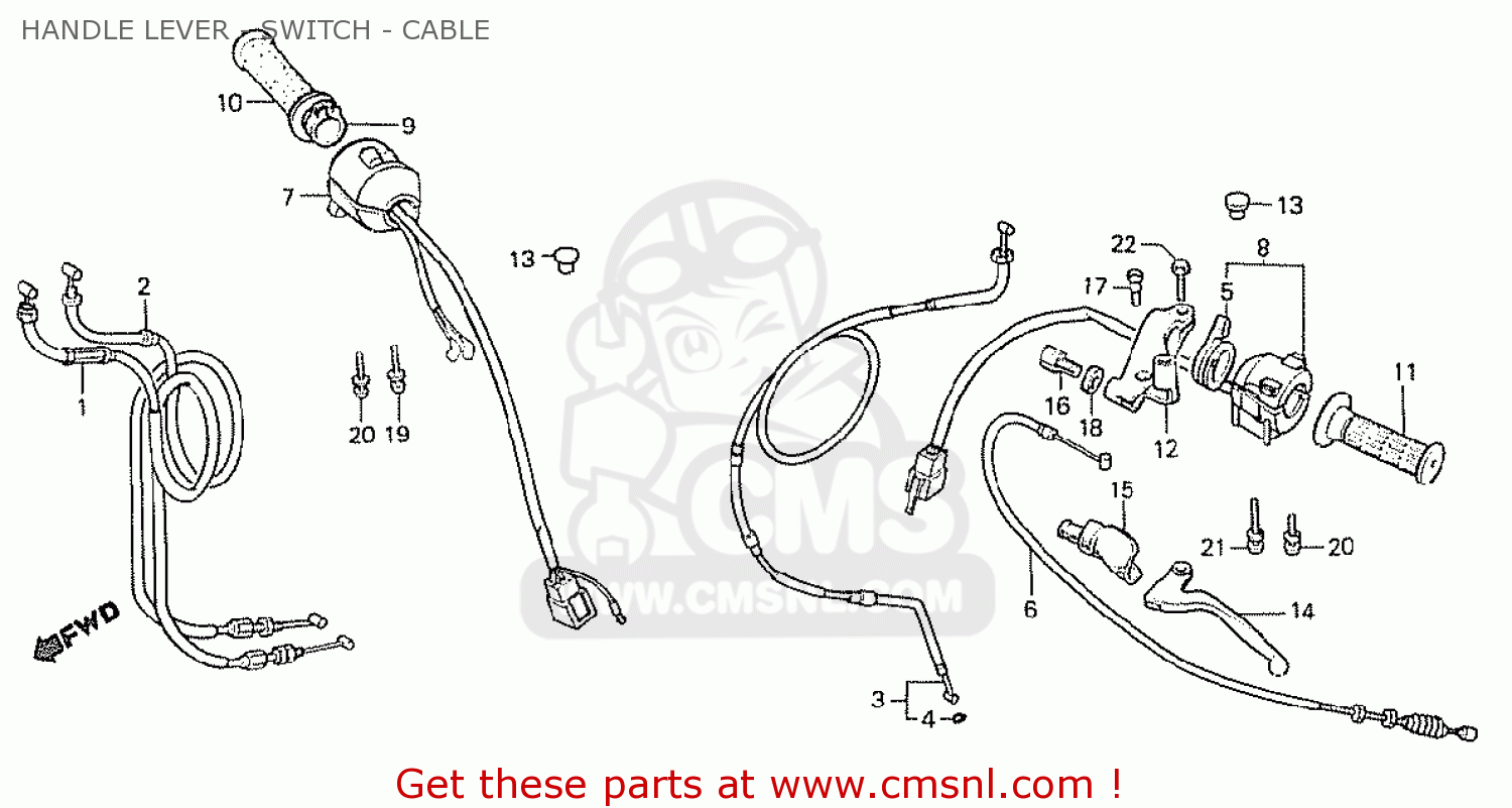 HANDLE LEVER - SWITCH - CABLE NS400R 1985 (F) GERMANY