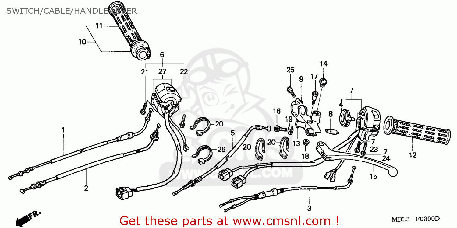 Honda NT650V DEAUVILLE 2000 (Y) ENGLAND SWITCH/CABLE/HANDLE LEVER buy