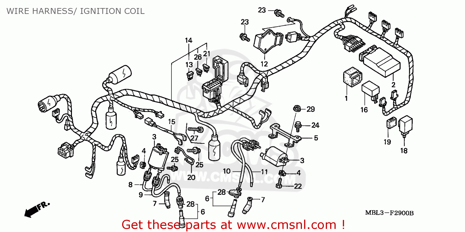 Honda NT650V DEAUVILLE 2000 (Y) ENGLAND WIRE HARNESS/ IGNITION COIL