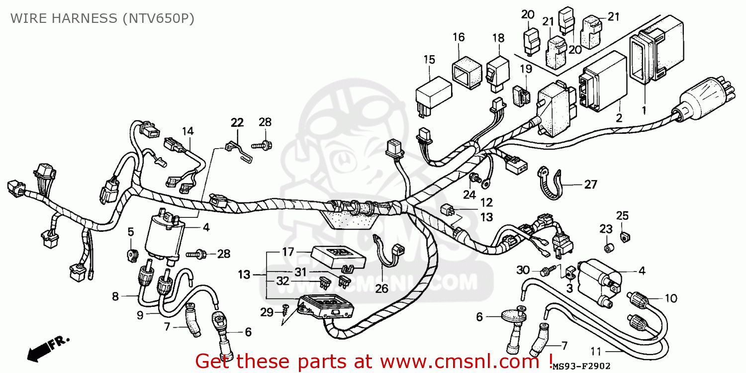 Honda NTV650 REVERE 1993 (P) ENGLAND WIRE HARNESS (NTV650P) - buy WIRE ...