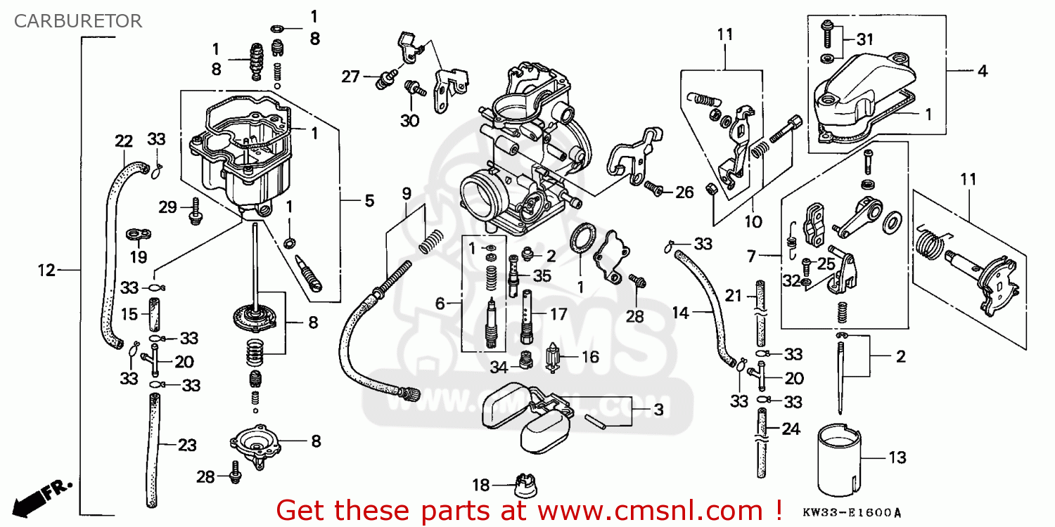 Honda Nx250 Dominator 1990 (l) Germany Carburetor - schematic partsfiche