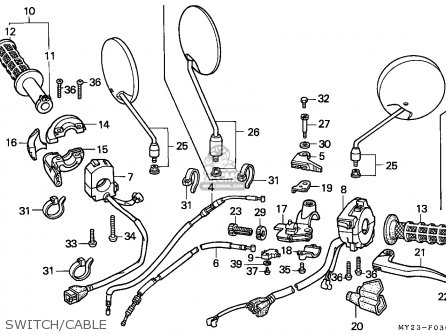 Honda NX650 DOMINATOR 1993 (P) ENGLAND / KPH parts lists and schematics