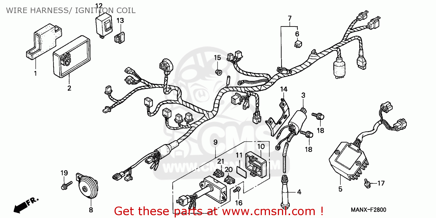 Honda NX650 DOMINATOR 1999 (X) FRANCE WIRE HARNESS/ IGNITION COIL - buy ...