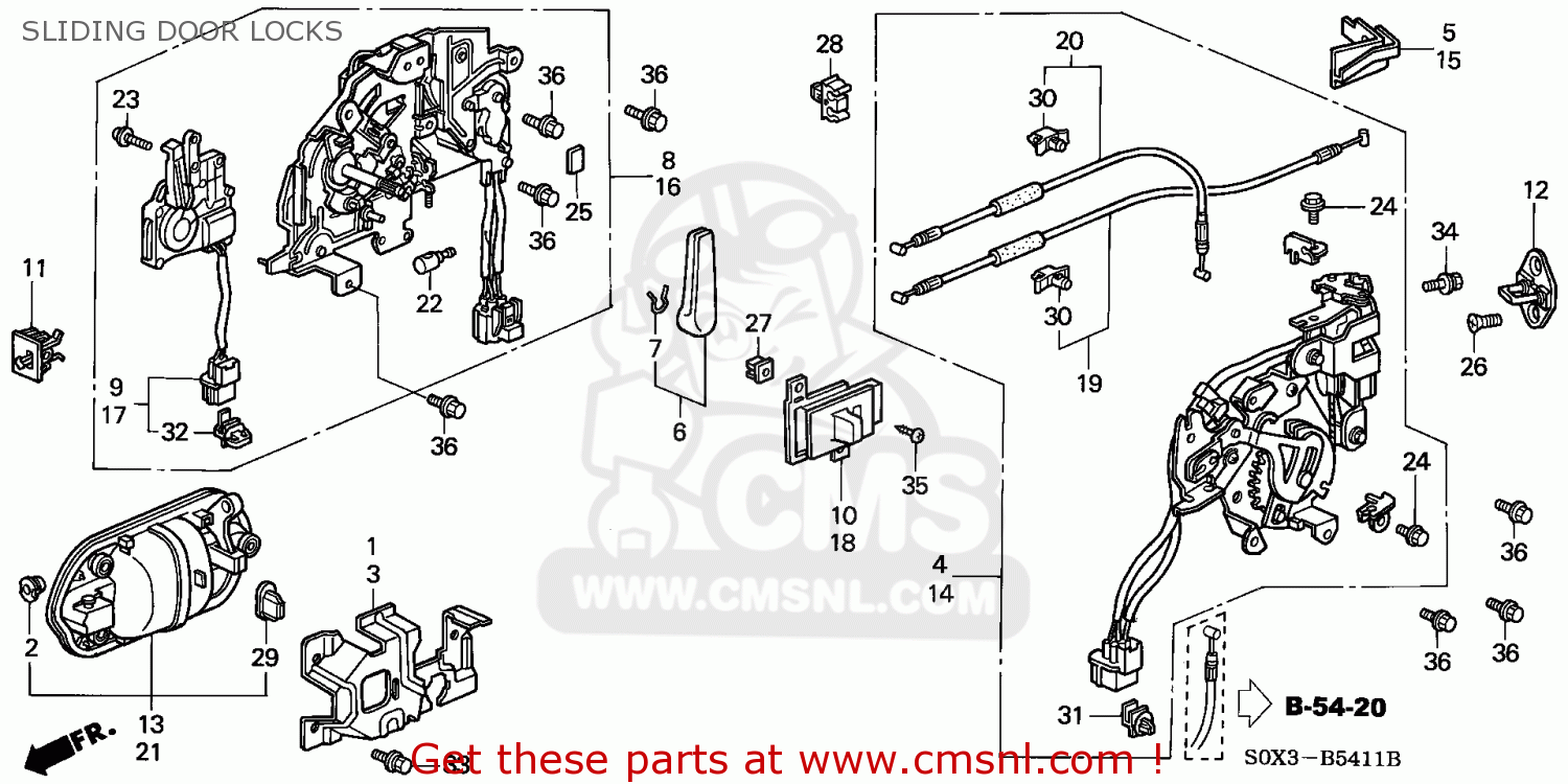 Honda Odyssey 2000 Y 5dr Ex Navigation Ka Sliding Door Locks