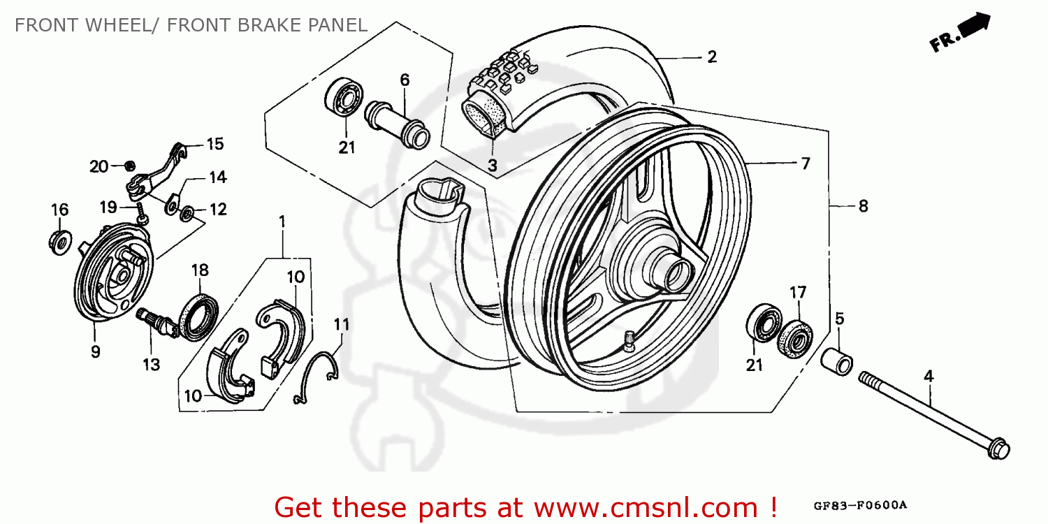 FRONT WHEEL/ FRONT BRAKE PANEL QR50 1985 (F) EUROPEAN DIRECT SALES