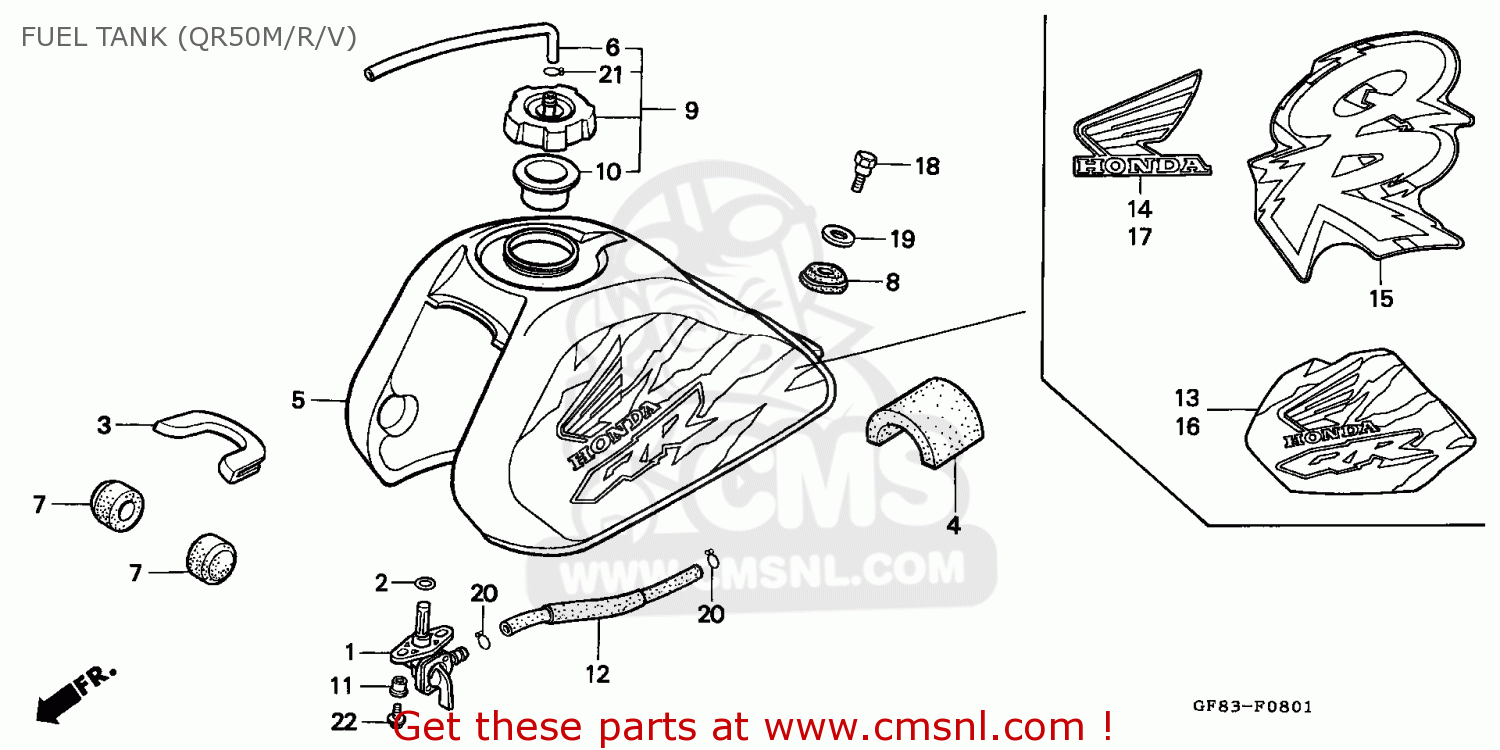 Honda QR50 2000 (X) MEXICO FUEL TANK (QR50M/R/V) buy FUEL TANK (QR50M/R/V) spares online