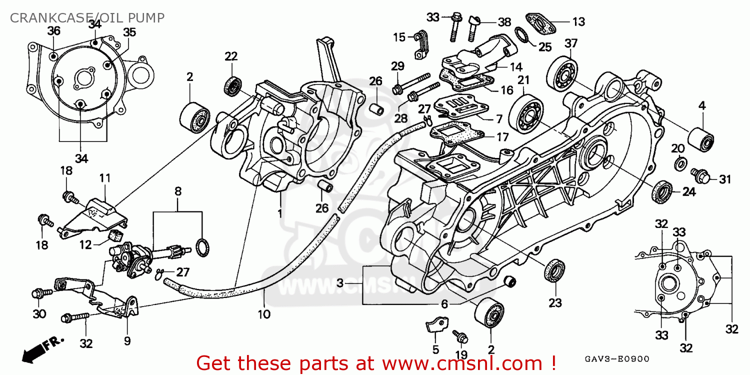 Honda SJ50 BALI 1995 (S) ENGLAND CRANKCASE/OIL PUMP - buy CRANKCASE/OIL ...