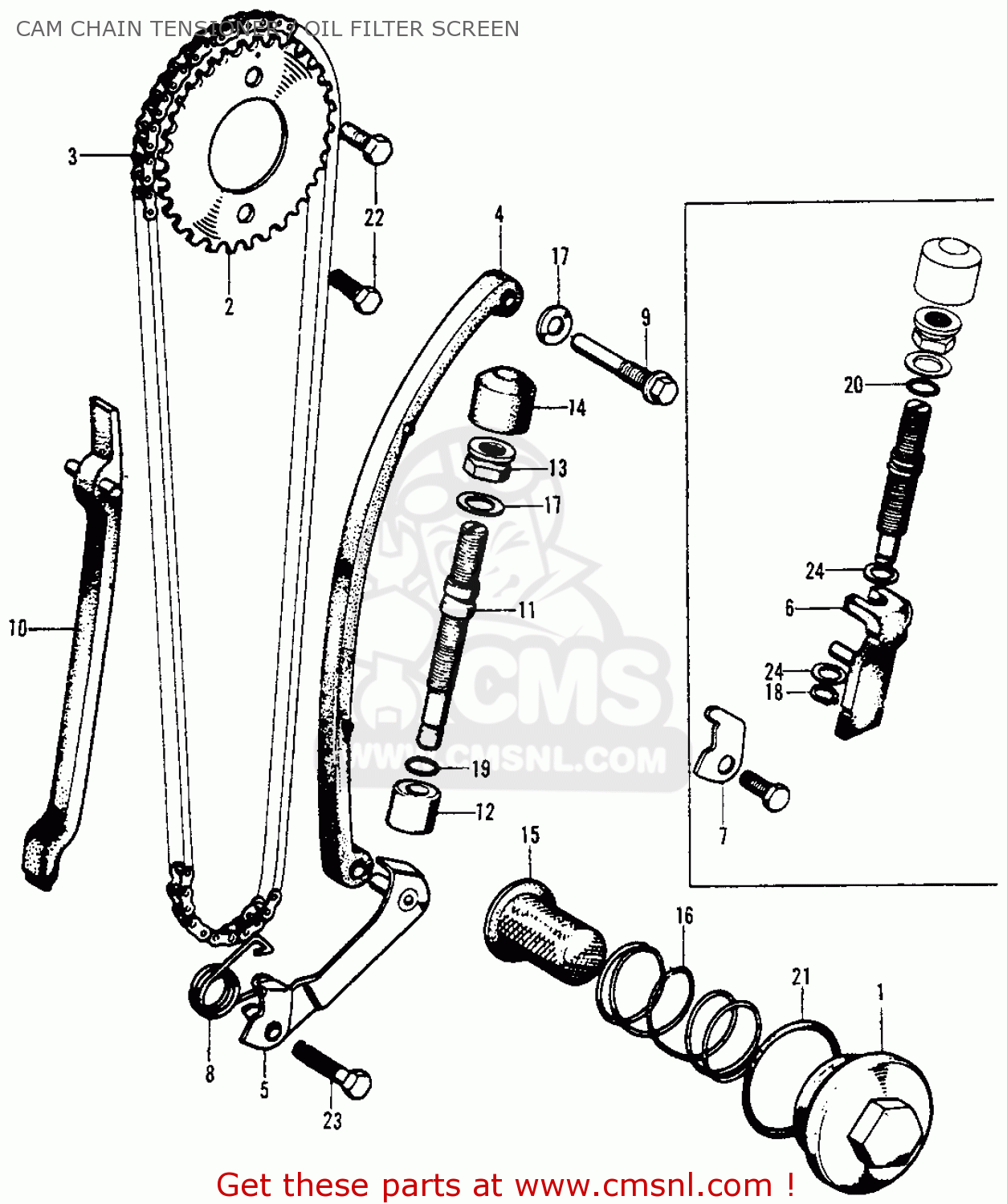Honda Sl100 Motosport 1971 K1 Usa Cam Chain Tensioner / Oil Filter ...