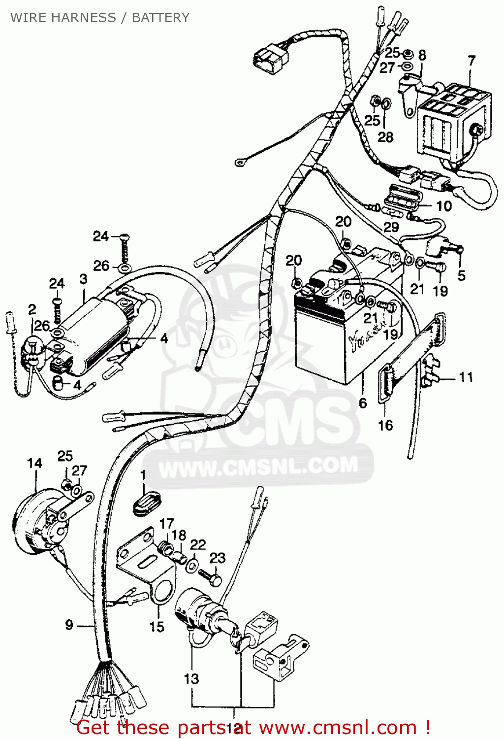 Honda SL125 MOTOSPORT 1972 K1 USA WIRE HARNESS / BATTERY - buy WIRE ...