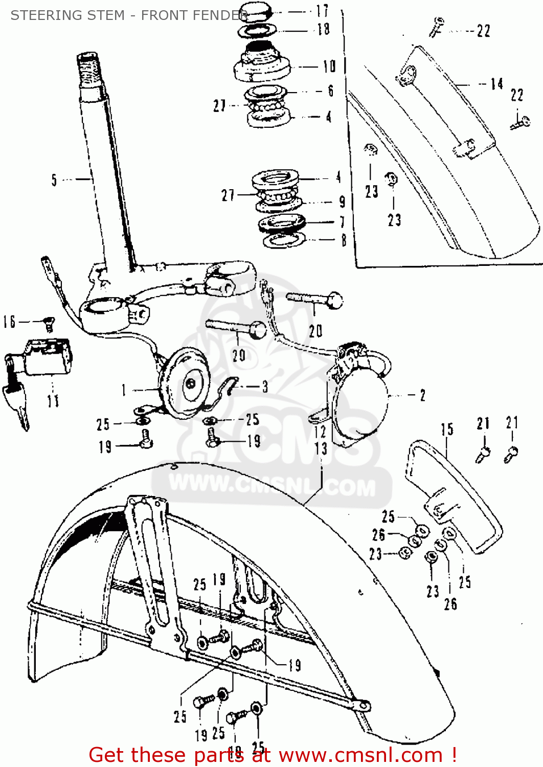 Honda SS50Z K3 NETHERLANDS STEERING STEM - FRONT FENDER - buy STEERING ...