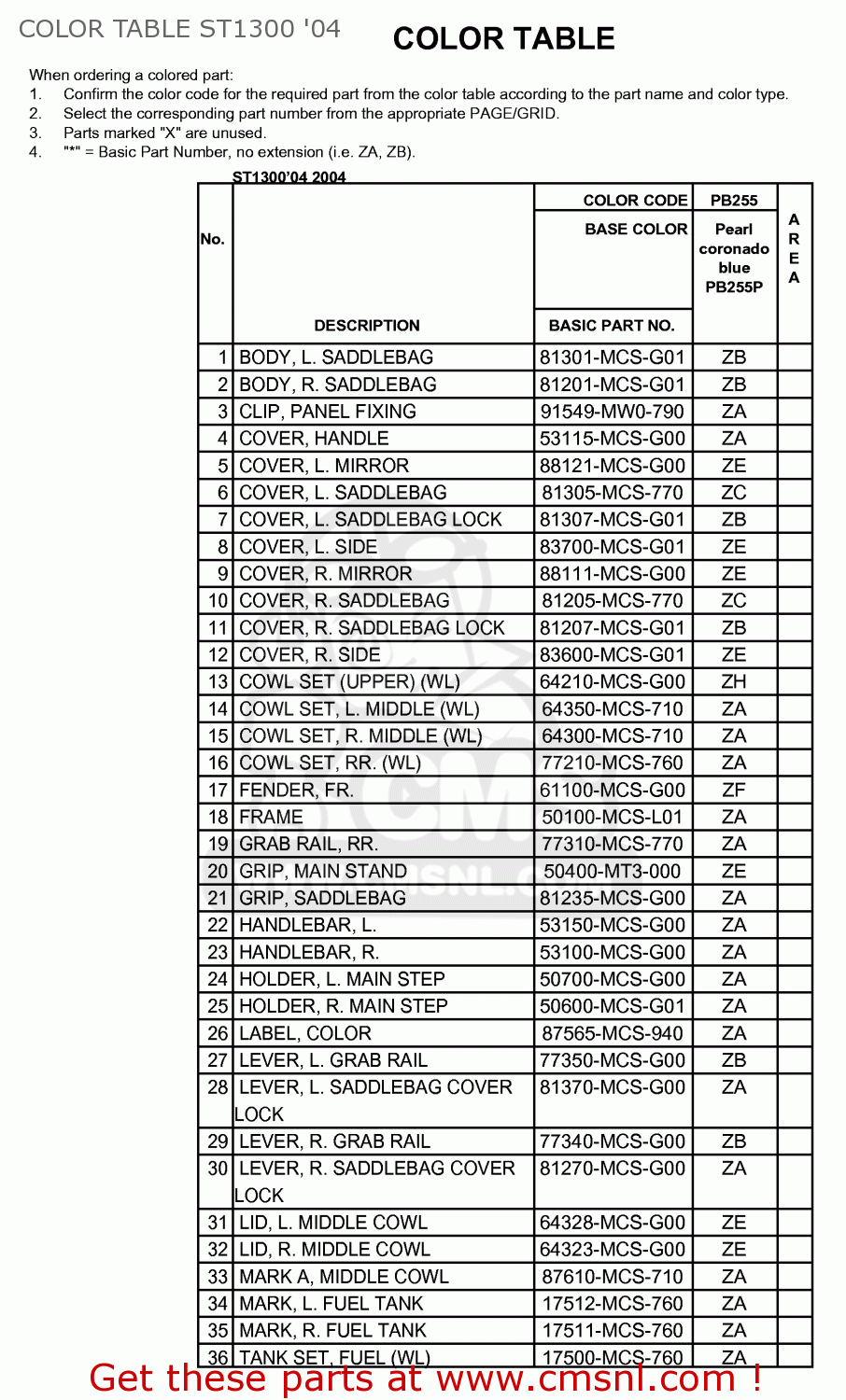 Honda ST1300 2004 (4) USA parts lists and schematics