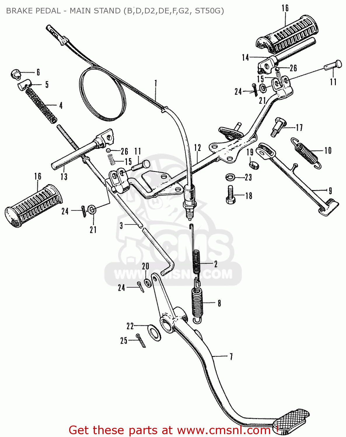 Honda ST70K3 DAX GENERAL EXPORT BRAKE PEDAL - MAIN STAND (B,D,D2,DE,F ...
