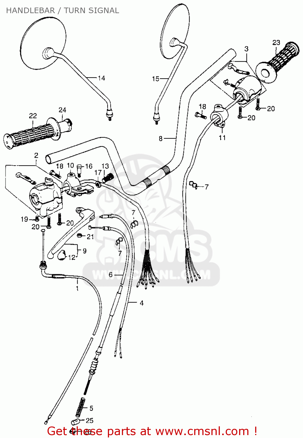 Honda St90 Trailsport 1975 K2 Usa Handlebar / Turn Signal - schematic ...