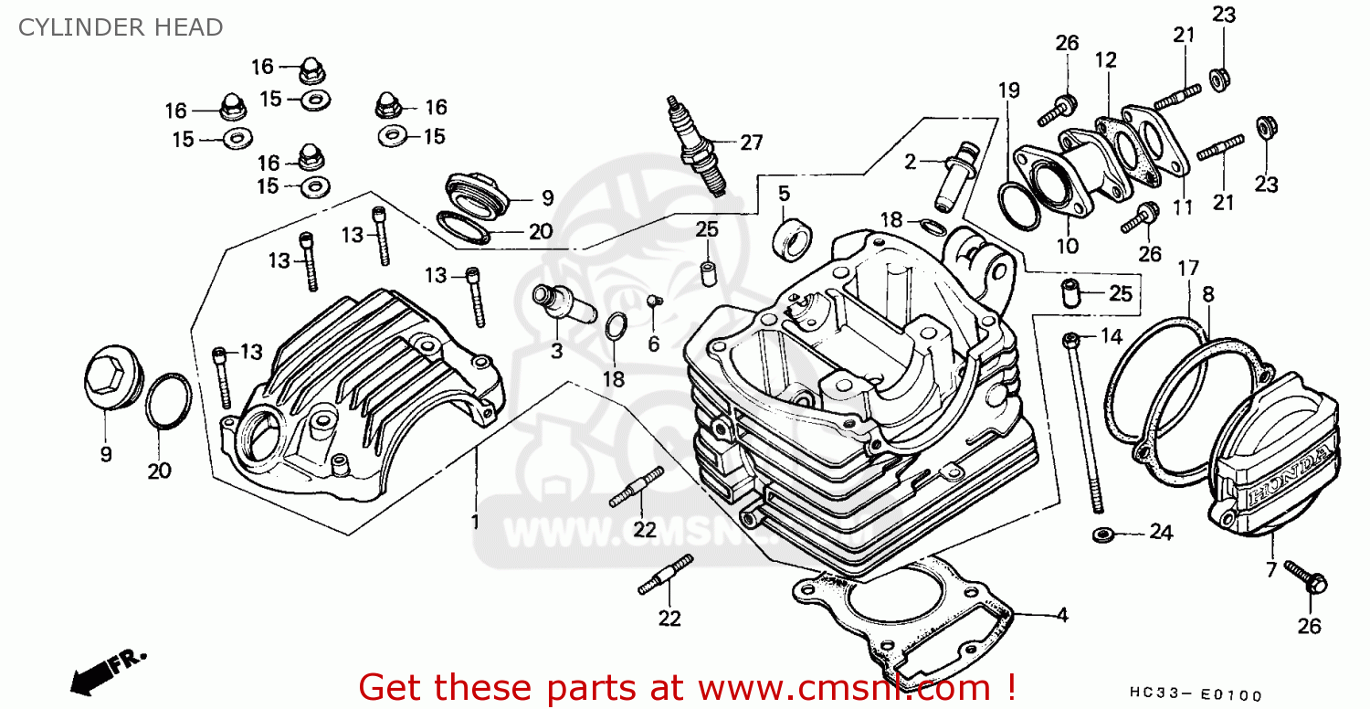 Honda TRX125 FOURTRAX 1988 (J) ENGLAND CYLINDER HEAD - buy CYLINDER ...