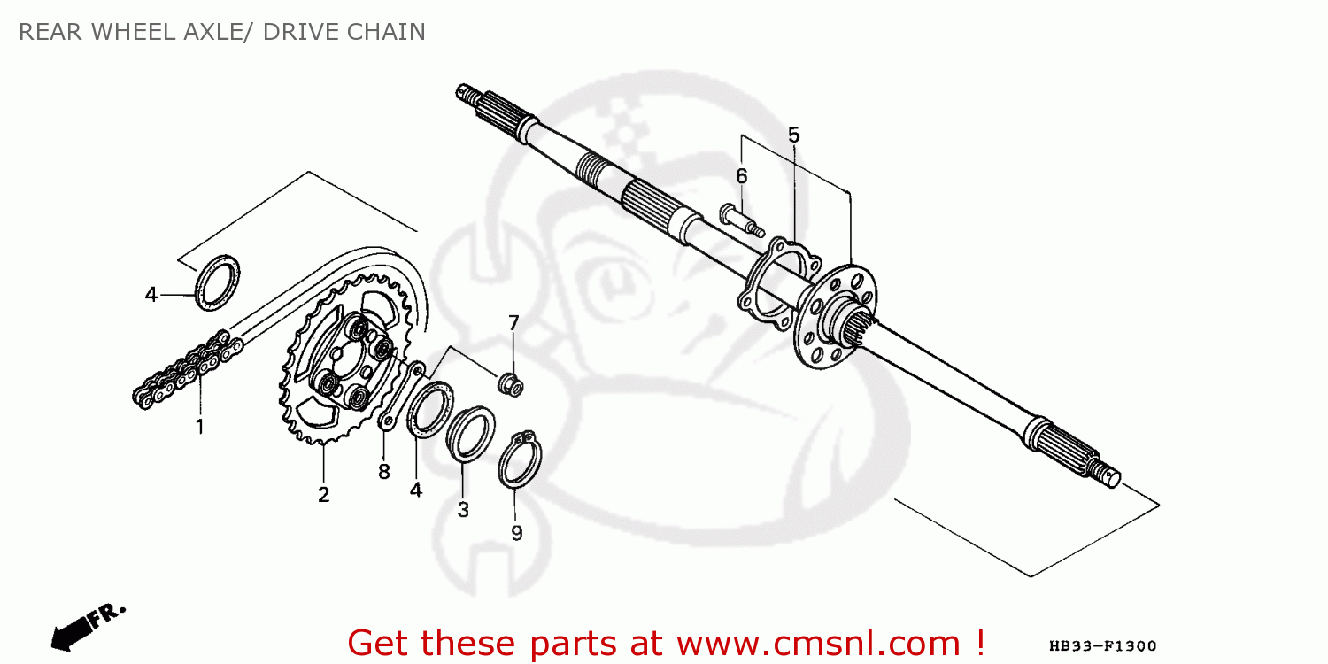 Honda TRX200SX FOURTRAX 1986 (G) CANADA REAR WHEEL AXLE/ DRIVE CHAIN