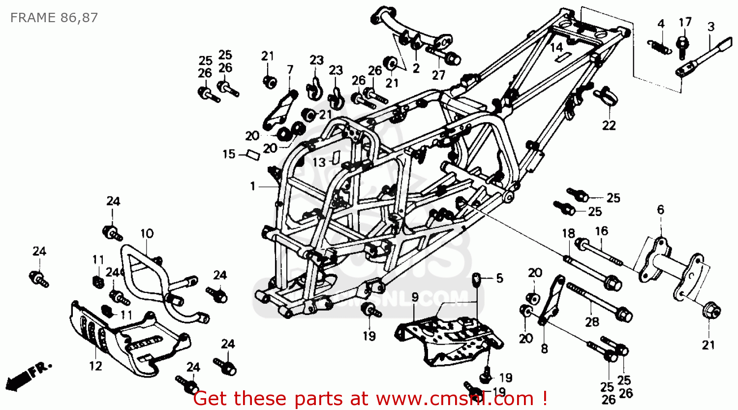 Honda TRX250R FOURTRAX 250R 1986 (G) USA FRAME 86,87 - buy ... wiring diagram for 1986 honda trx 250 