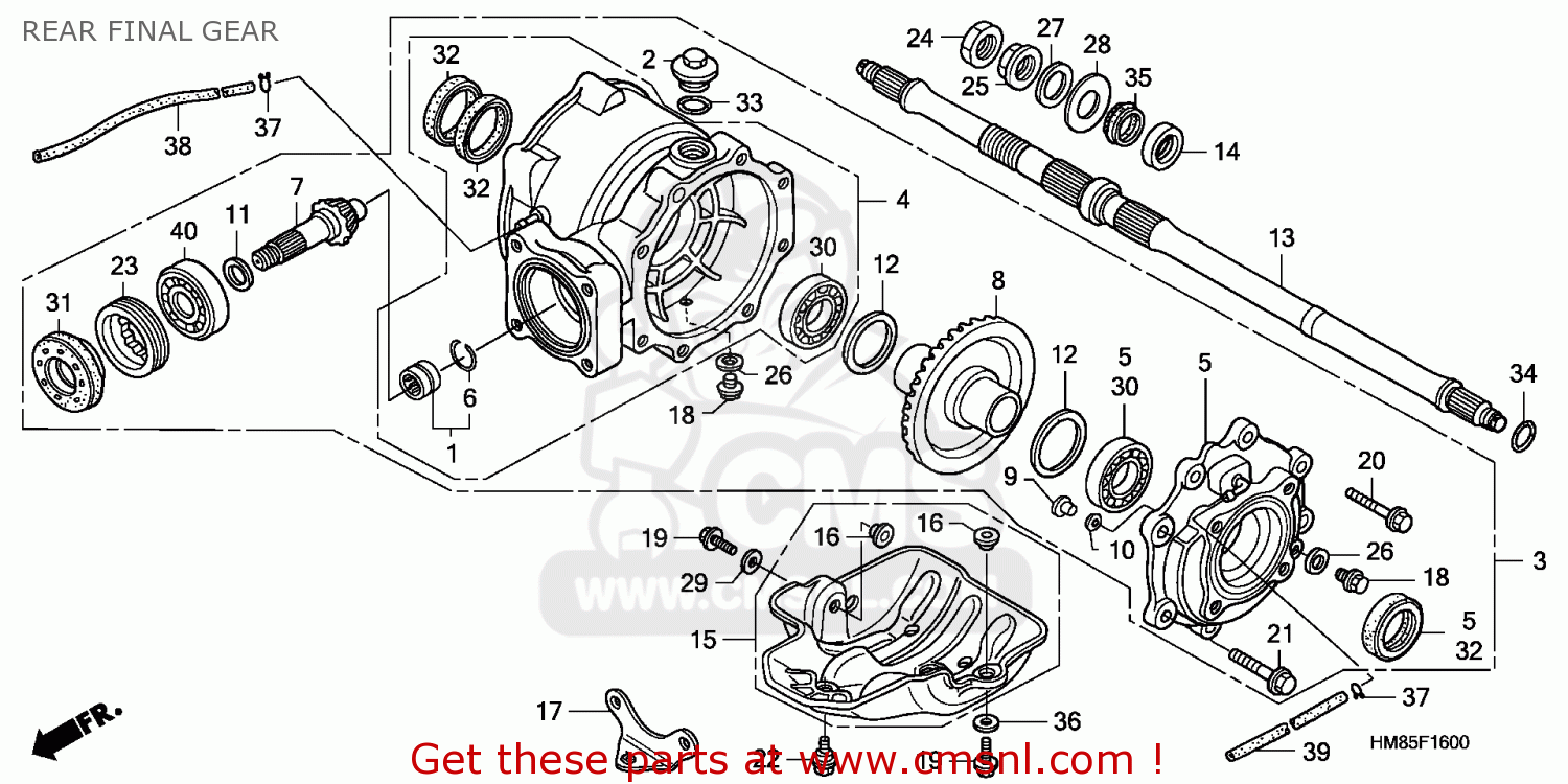 Honda TRX250TM 2011 (B) AUSTRALIA REAR FINAL GEAR - buy REAR FINAL GEAR ...